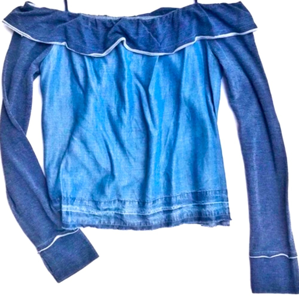 Cloth&Stone Chambray Off-Shoulder Top